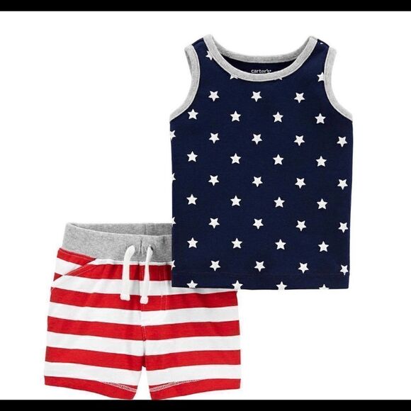 CARTER'S Baby Boy 9M Patriotic Tank Top and Short Set - Picture 6 of 6